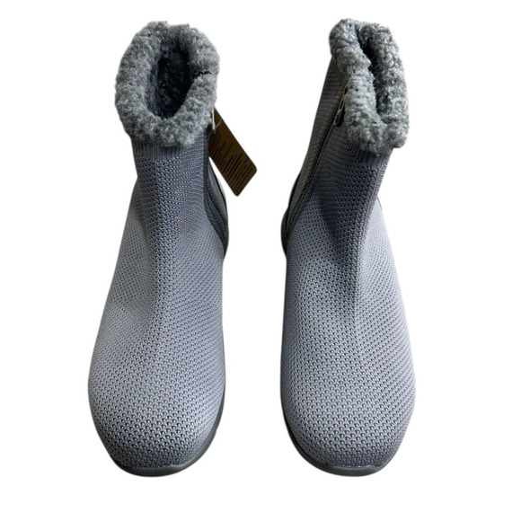 Spenco Cozy Winter Boots Sz 8.5 D Gray Faux Fur Lined Side Zip Ortho Comfort New - Picture 3 of 10
